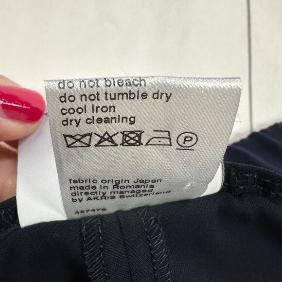 Akris Punto Pants Womens 12 Navy Blue Mike Split Hem Crepe Drawstring Minimalist - Picture 6 of 14